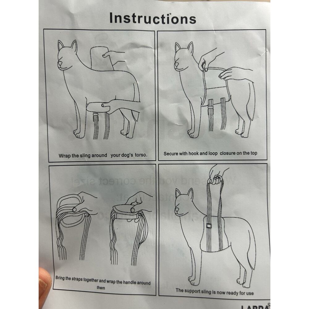 Labra Veterinarian Approved Dog Canine K9 Sling Lift with Adjustable Straps -NEW